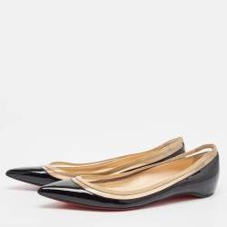 Christian Louboutin Black Patent Leather and PVC Paulina Ballet Flats Size 39.5