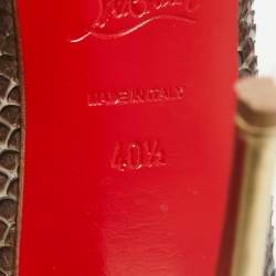 Christian Louboutin Grey/Beige Python Ostri Slingback Pumps Size 40.5 