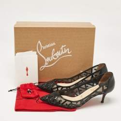 Pre Owned Christian Louboutin Black Patent Leather and Mesh Tititata Pumps Size 37