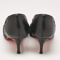 Pre Owned Christian Louboutin Black Patent Leather and Mesh Tititata Pumps Size 37