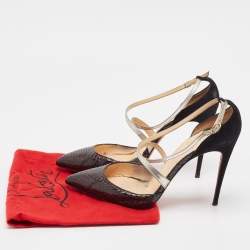 Christian Louboutin Black Python and Suede Cross Blake Pumps Size 40