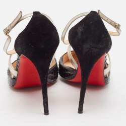 Christian Louboutin Black Python and Suede Cross Blake Pumps Size 40