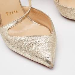 Pre Owned Christian Louboutin Gold Textured Leather Jumping Pumps Size 37