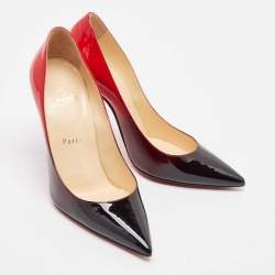 Pre Owned Christian Louboutin Black/Red Degrade Patent Leather Decollete Pumps Size 37.5