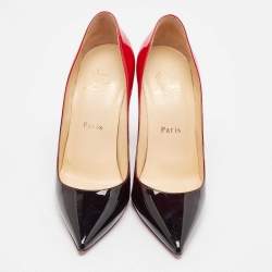 Pre Owned Christian Louboutin Black/Red Degrade Patent Leather Decollete Pumps Size 37.5
