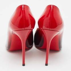 Pre Owned Christian Louboutin Black/Red Degrade Patent Leather Decollete Pumps Size 37.5