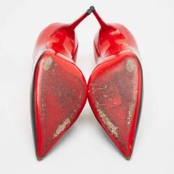 Pre Owned Christian Louboutin Black/Red Degrade Patent Leather Decollete Pumps Size 37.5