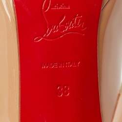 Pre Owned Christian Louboutin Beige Patent Leather Pigalle Plato Pumps Size 38