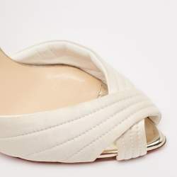 Christian Louboutin White/Gold Satin and Leather Samotresse Sandals Size 38