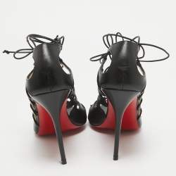 Pre Owned Christian Louboutin Black Leather Aqueduchesse Gladiator Sandals Size 40