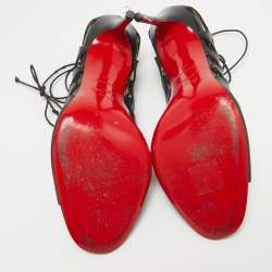 Pre Owned Christian Louboutin Black Leather Aqueduchesse Gladiator Sandals Size 40