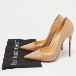 مملوكة مسبقًا Christian Louboutin Beige Snakeskin Leather So Kate Pumps Size 41