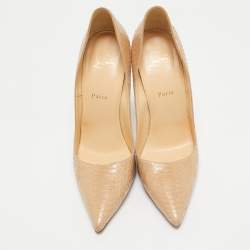مملوكة مسبقًا Christian Louboutin Beige Snakeskin Leather So Kate Pumps Size 41