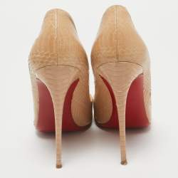 مملوكة مسبقًا Christian Louboutin Beige Snakeskin Leather So Kate Pumps Size 41