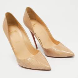 مملوكة مسبقًا Christian Louboutin Beige Snakeskin Leather So Kate Pumps Size 41