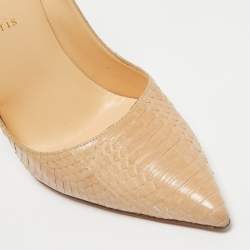مملوكة مسبقًا Christian Louboutin Beige Snakeskin Leather So Kate Pumps Size 41