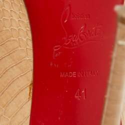مملوكة مسبقًا Christian Louboutin Beige Snakeskin Leather So Kate Pumps Size 41