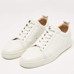 Christian Louboutin White Leather Louis Junior Low Top Sneakers Size 40.5