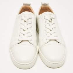 Christian Louboutin White Leather Louis Junior Low Top Sneakers Size 40.5