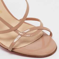 Christian Louboutin Beige Patent Leather Ankle Strap Sandals Size 39