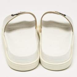 Christian Louboutin Silver Leather Beau Flat Slides Size 39.5