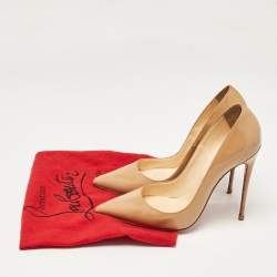 Pre Owned Christian Louboutin Beige Patent Leather So Kate Pumps Size 39