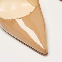 Pre Owned Christian Louboutin Beige Patent Leather So Kate Pumps Size 39