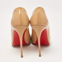 Pre Owned Christian Louboutin Beige Patent Leather So Kate Pumps Size 39