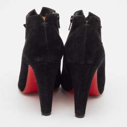Pre Owned Christian Louboutin Black Suede Ankle Length Boots Size 40