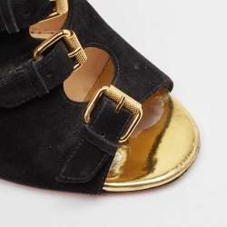 Pre Owned Christian Louboutin Black Suede Ankle Length Boots Size 40