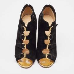 Pre Owned Christian Louboutin Black Suede Ankle Length Boots Size 40