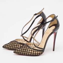 Christian Louboutin Black Mesh and Patent Blake 120 Pumps Size 37.5