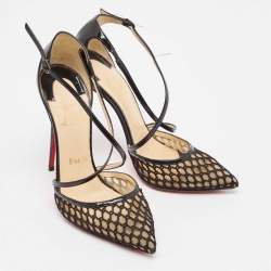 Christian Louboutin Black Mesh and Patent Blake 120 Pumps Size 37.5