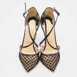 Christian Louboutin Black Mesh and Patent Blake 120 Pumps Size 37.5