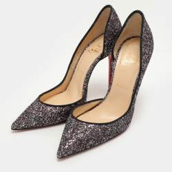 Pre Owned Christian Louboutin Multicolor Glitter Iriza D'orsay Pumps Size 38.5
