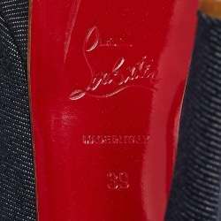 Pre Owned Christian Louboutin Navy Blue Denim Zeppa Mary Jane Pumps Size 39