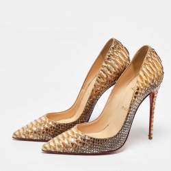 Christian Louboutin Beige/Brown Python So Kate Pumps Size 40