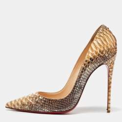 Christian Louboutin Beige/Brown Python So Kate Pumps Size 40