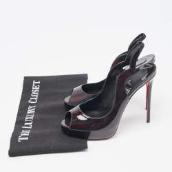 Christian Louboutin Black Patent Leather Hot Chick Slingback Pumps Size 35