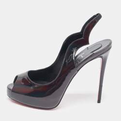 Christian Louboutin Black Patent Leather Hot Chick Slingback Pumps Size 35