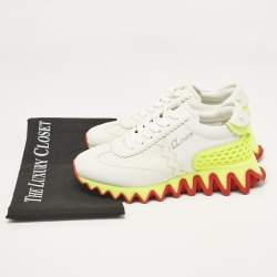 Christian Louboutin White Leather Loubi Shark Lace Up Sneakers Size 35.5