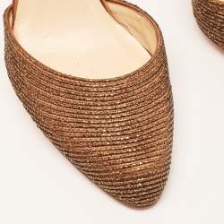 Pre Owned حذاء كعب عالي كريستيان لوبوتان ساتان بني مزين متاهة مقاس 41