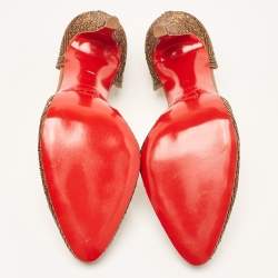 Pre Owned حذاء كعب عالي كريستيان لوبوتان ساتان بني مزين متاهة مقاس 41