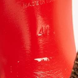 Pre Owned حذاء كعب عالي كريستيان لوبوتان ساتان بني مزين متاهة مقاس 41