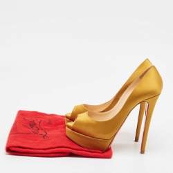 Christian Louboutin Yellow Satin Lady Peep Pumps Size 37.5