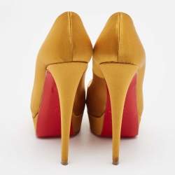 Christian Louboutin Yellow Satin Lady Peep Pumps Size 37.5