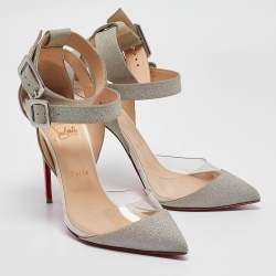 Pre Owned Christian Louboutin Silver Glitter Multimiss 100 Glit Pumps Size 40
