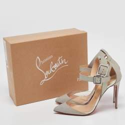 Pre Owned Christian Louboutin Silver Glitter Multimiss 100 Glit Pumps Size 40