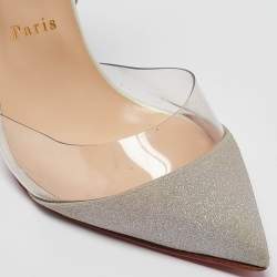 Pre Owned Christian Louboutin Silver Glitter Multimiss 100 Glit Pumps Size 40