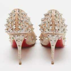 Pre Owned Christian Louboutin Beige Cork Print Fabric Aimantaclou Pumps Size 38